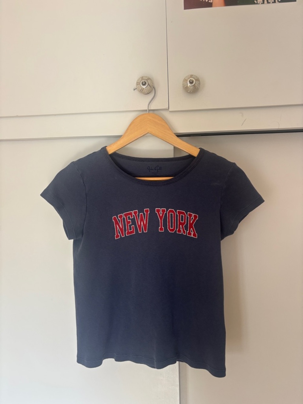 Brandy Melville Navy Tee with Red "NEW YORK" Graphic